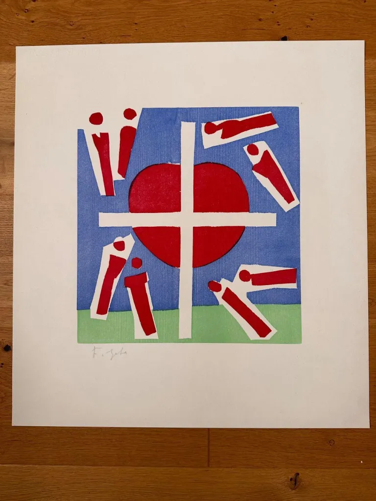 Original holzschnitt von ferdinand gehr cor mundi um 1980 1