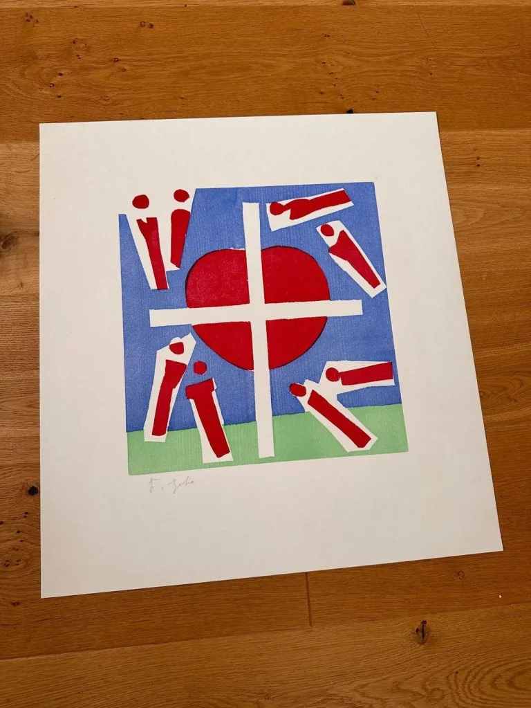 Original holzschnitt von ferdinand gehr cor mundi um 1980 2