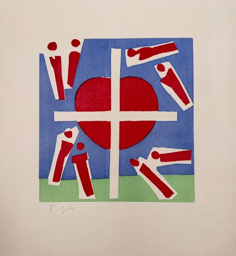 Original holzschnitt von ferdinand gehr cor mundi um 1980